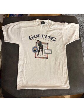 Vintage Golfing Palm Springs Graphic Tee SDI White Size M